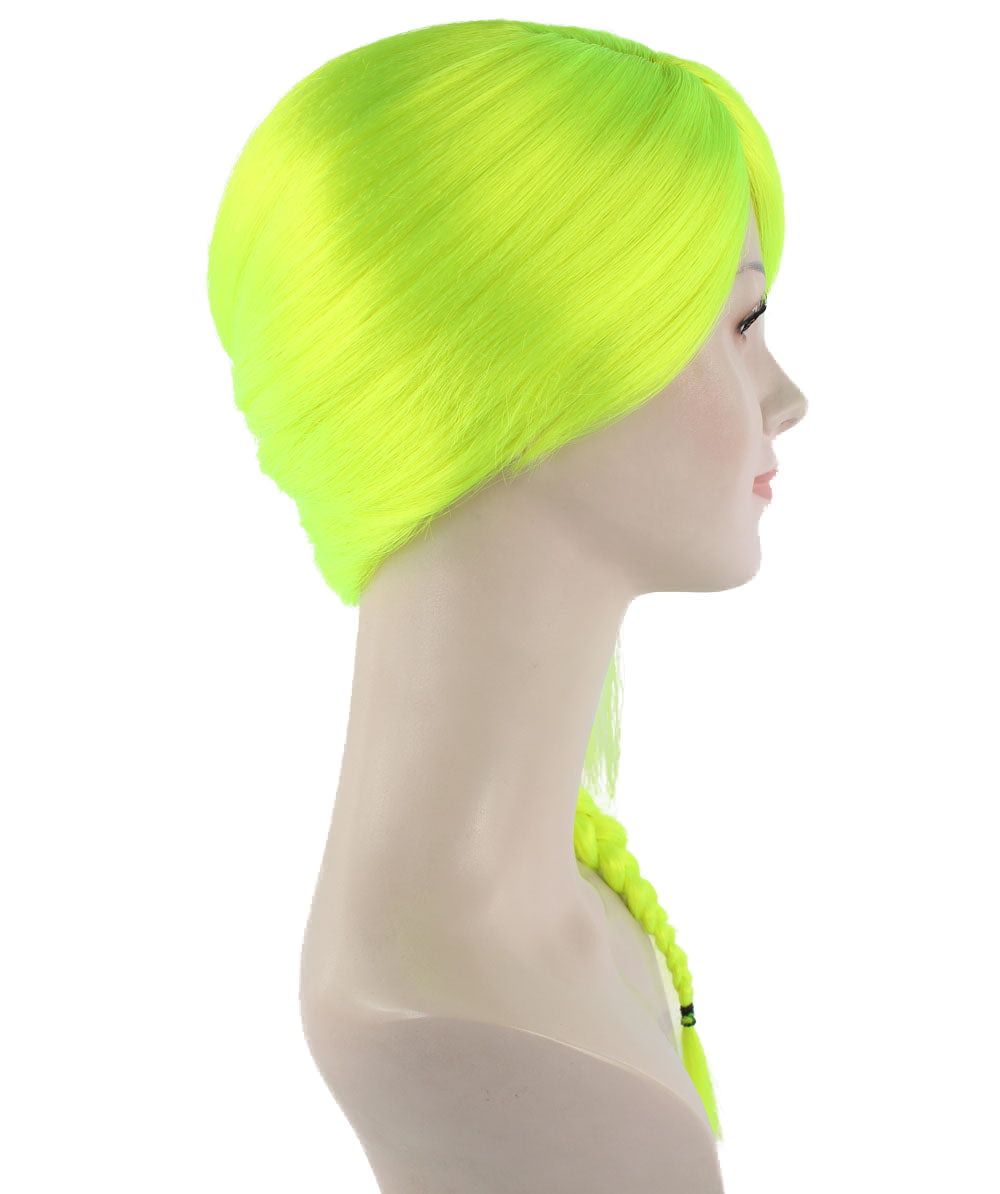 Wigs2you ハロウィン パーティー プレミアム レディース H-1189 快適なフィット感のネオングリーン編み込みウィッグ