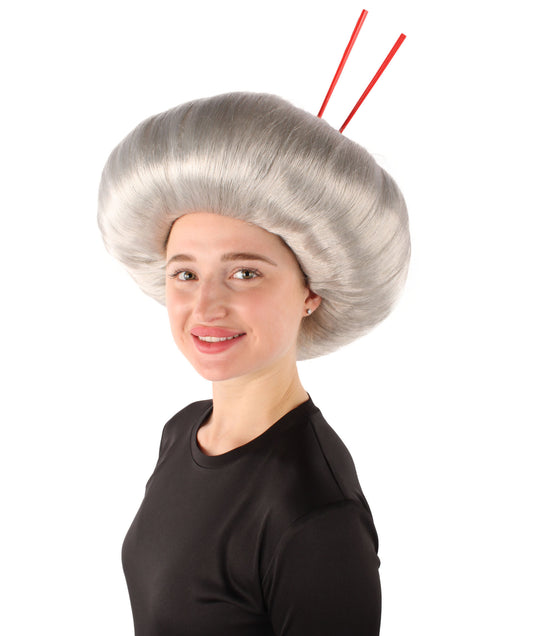 女性用H-5890 日本のアニメ映画 魔女 ウィッグ グレー色 ハロウィンに最適 難燃性合成ファイバー