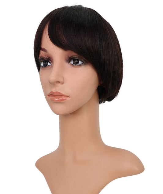 Wigs2you HH-184 女性用医療用ウィッグ、100%人毛、化学療法に適した自然な仕上がりのフルウィッグ、普段使い、自然な黒髪を隠せます。手結びで軽く目立たず、お手頃価格で高品質なウィッグです。エレガントなショートボブスタイル、自然な仕上がり