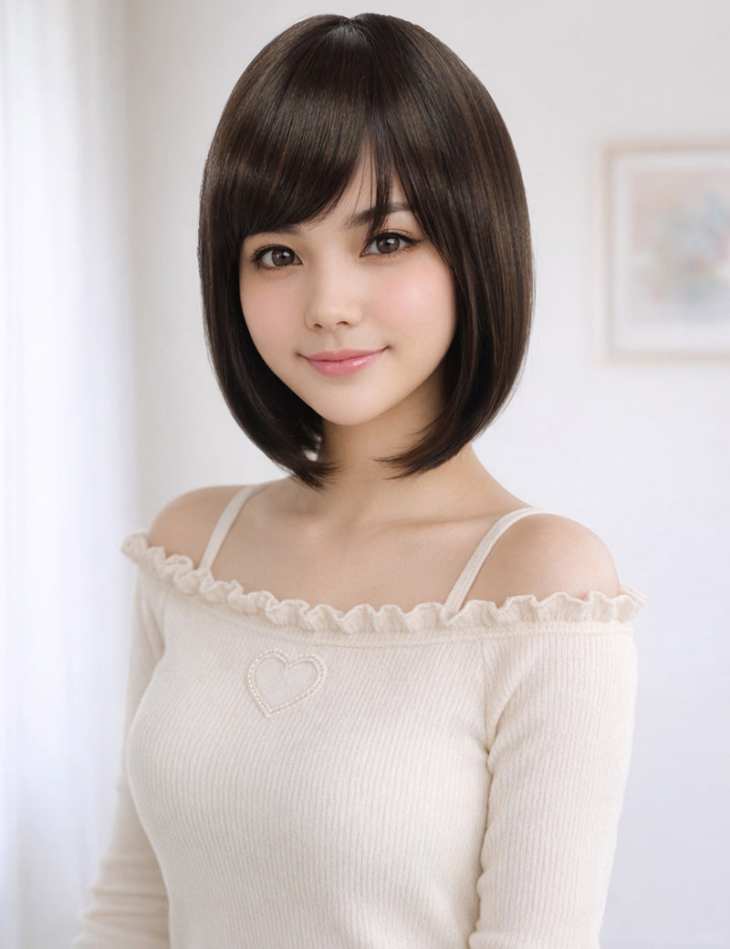 Wigs2you W-1011 耐熱商 の毛が前下がりになったスタイル、大人っぽい洗練されたボブスタイルです、ウィッグネット付き