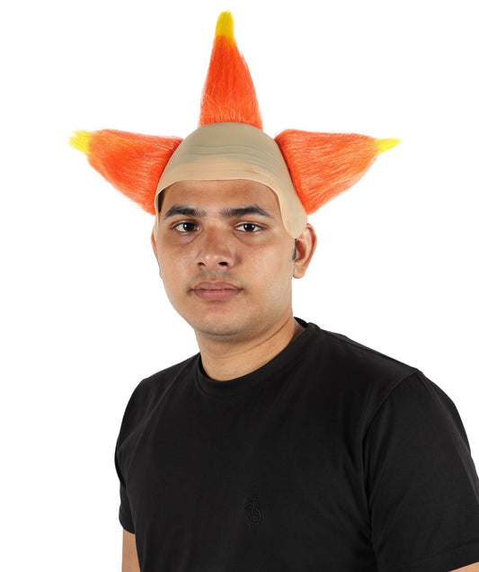 Wigs2you H-7087 大人用メンズ ダークサーカスピエロウィッグ | ワイルドなオレンジとイエローのミックスストレートヘアスタイル、縮れ毛ボリュームアップ | ハロウィン、コスプレ、パーティー、ステージ用合成ウィッグ