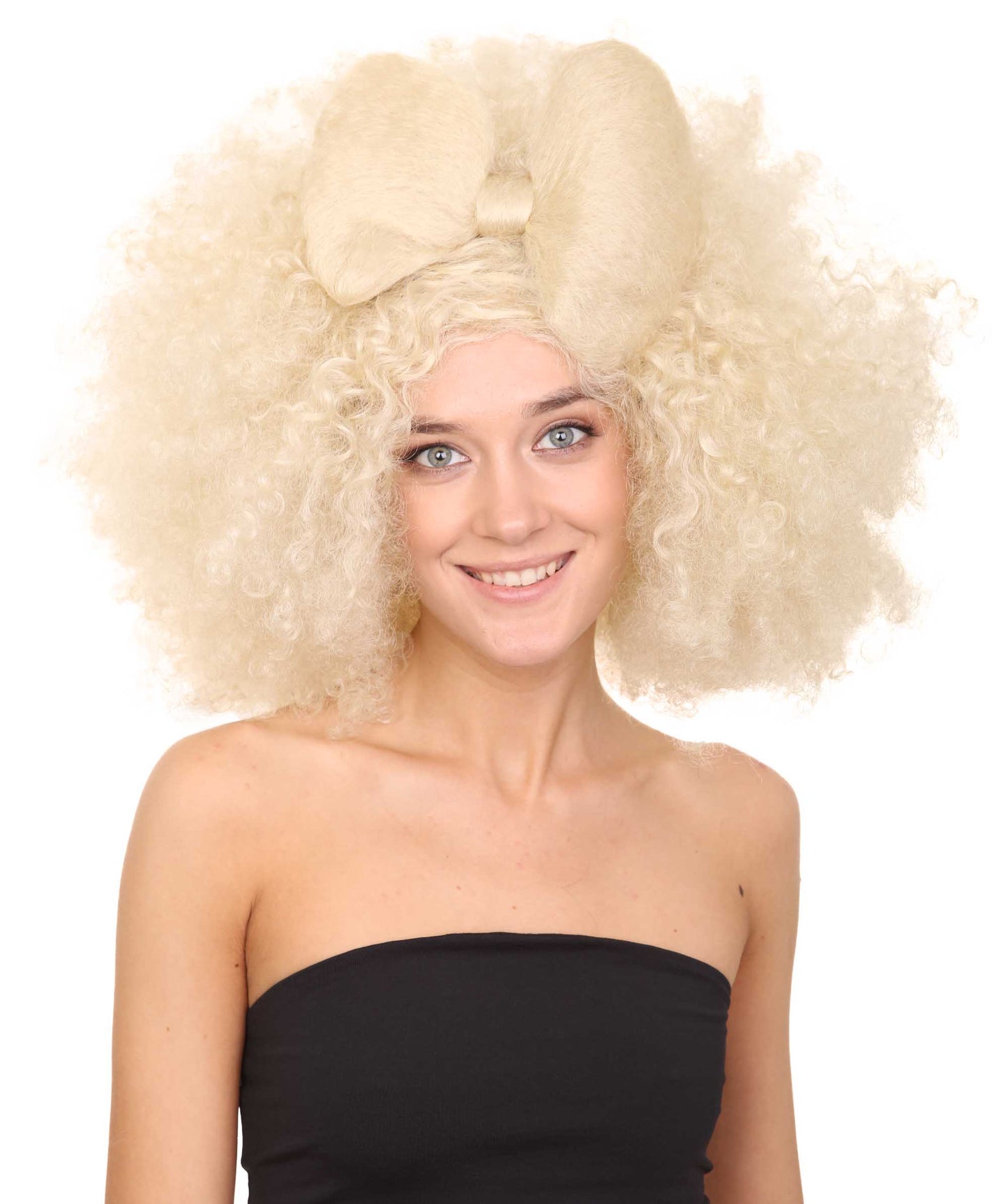 Wigs2you ハロウィン パーティー プレミアム レディース H-1252 着けやすい 快適なフィット感 ブロンド アフロ スモール ボウウィッグ