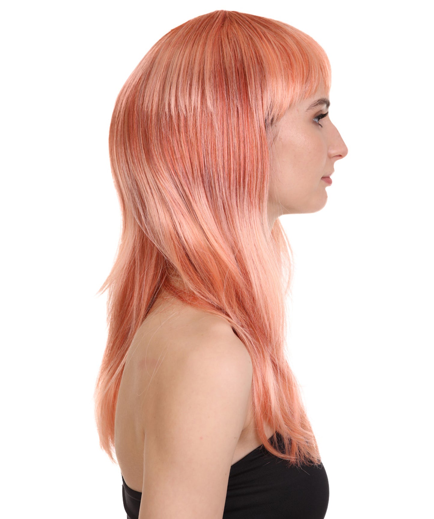 Wigs2you ハロウィンパーティープレミアムレディース H-1041 とても快適なグラマーグリーンウィッグ ピーチカラー