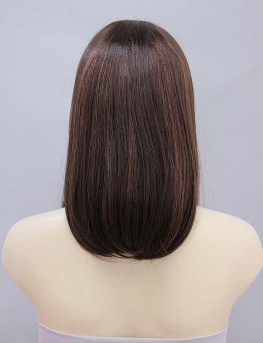 レディースファッション W-790 ロングスタイル チャコールゴールデンアオーバン ハーフウィッグ、 合成繊維。