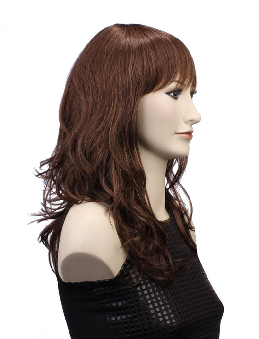 人毛100%!巻き髪ロングウィッグ。ゆるいカールがナチュラル! ウィッグネット付き♪ HH-111