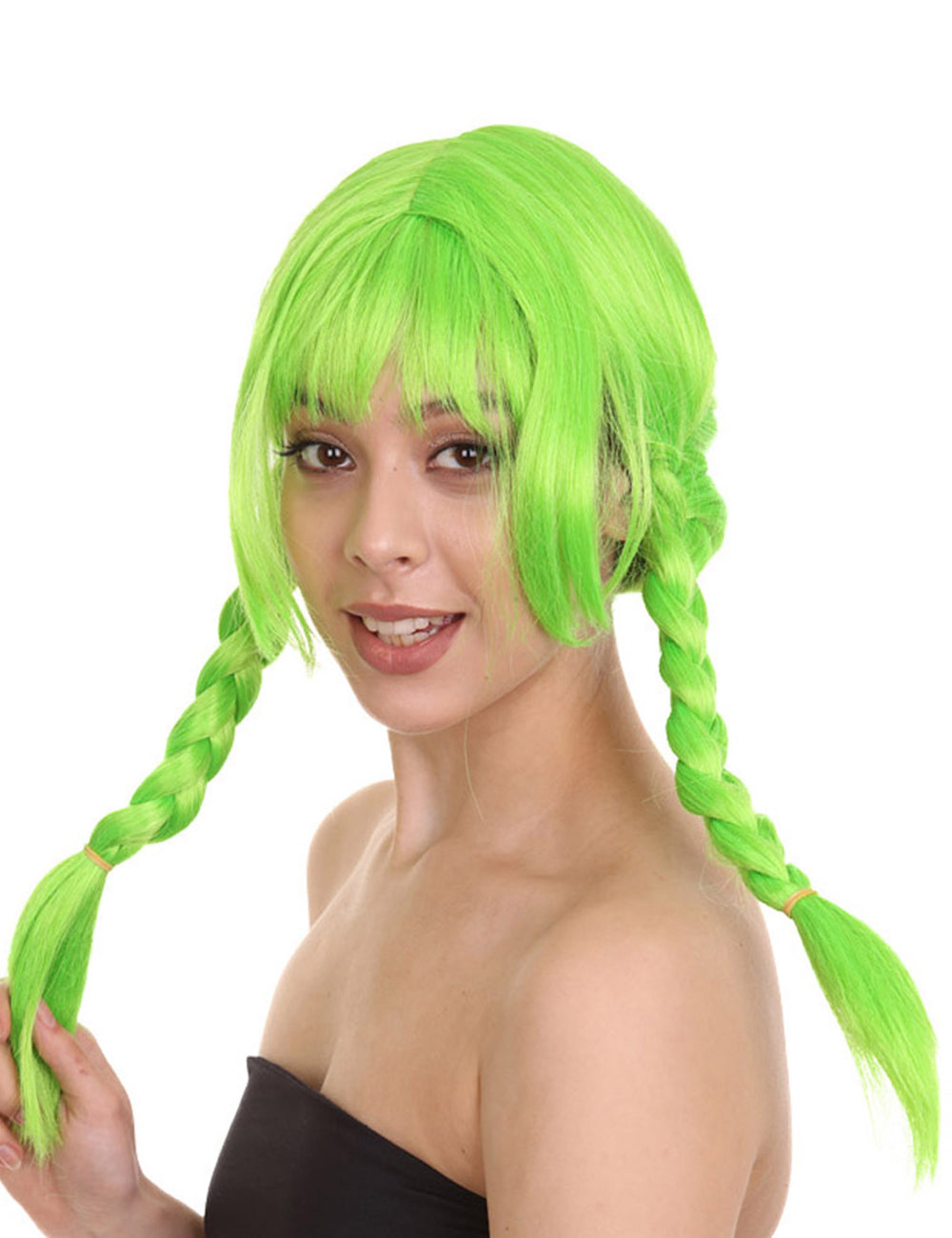 Wigs2you ハロウィンパーティープレミアムレディース H-1636 着用が簡単 とても快適 ピッピ ダークグリーン