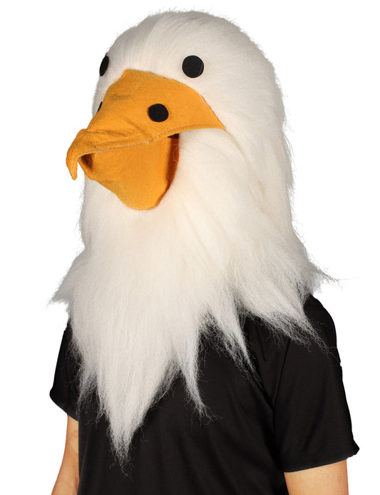 ハロウィンパーティープレミアムメンズ H-5601 白と黒の鷲のウィッグとマスク、ソフトな合成繊維