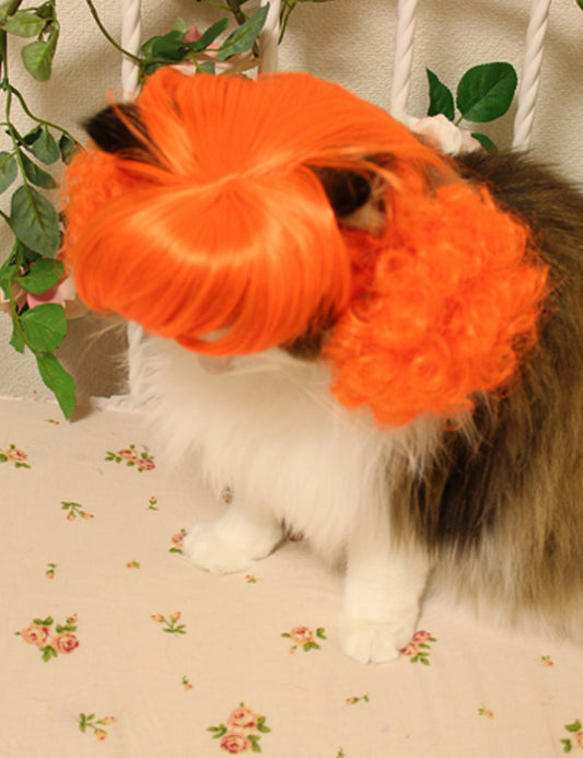 ペットウィッグ P-019 ネオンディープオレンジ 個性的なフレアを持つペットのための特徴的なペットウィッグ