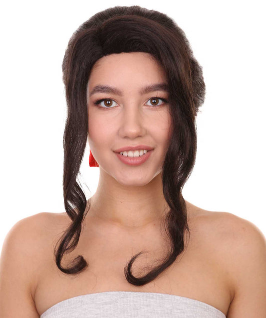 プレミアムハロウィンパーティーレディ H-5463 ミディアムレングス デーモンキングウィッグ ブラック