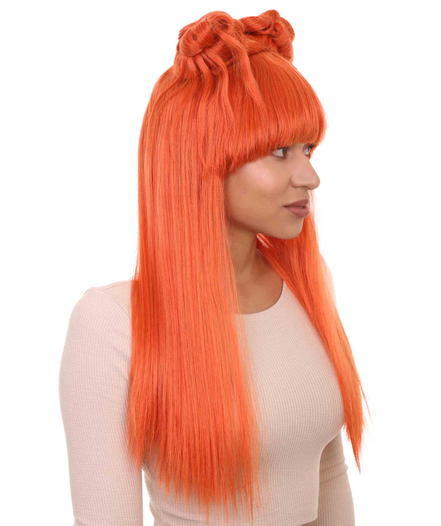 Wigs2you ハロウィン パーティー プレミアム レディース H-1198 快適なフィット感 オレンジ アジアン プリンセス ウィッグ