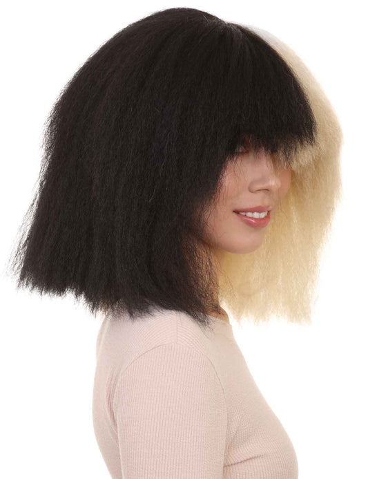 Wigs2you ハロウィンとパーティー プレミアム レディース H-492 SIA ブラックとブロンド ウィッグ 特大