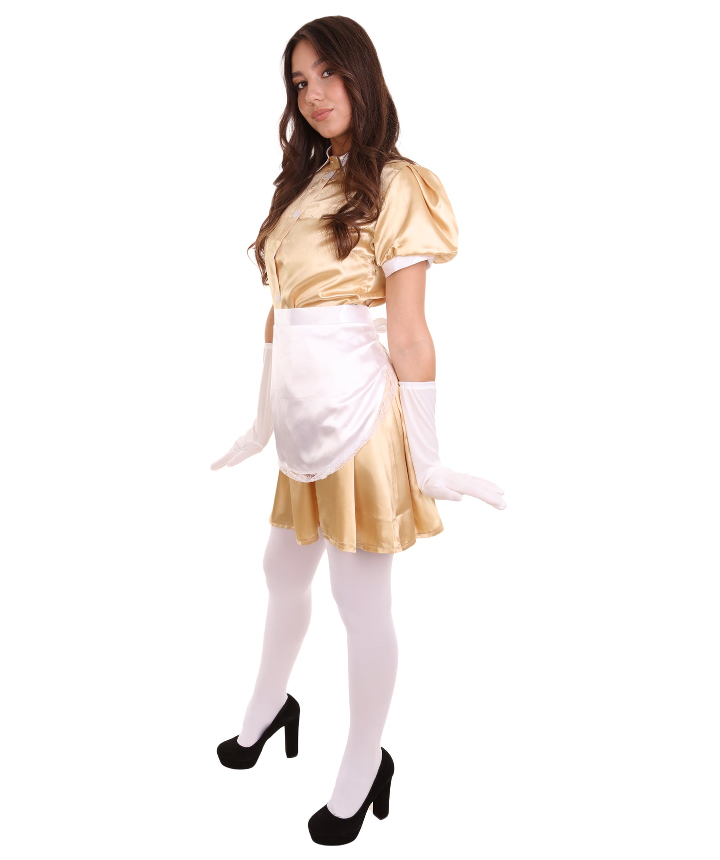 大人用女性の JCO-328_6 フレンチエプロンメイド制服 ゴールド コスプレコスチューム
