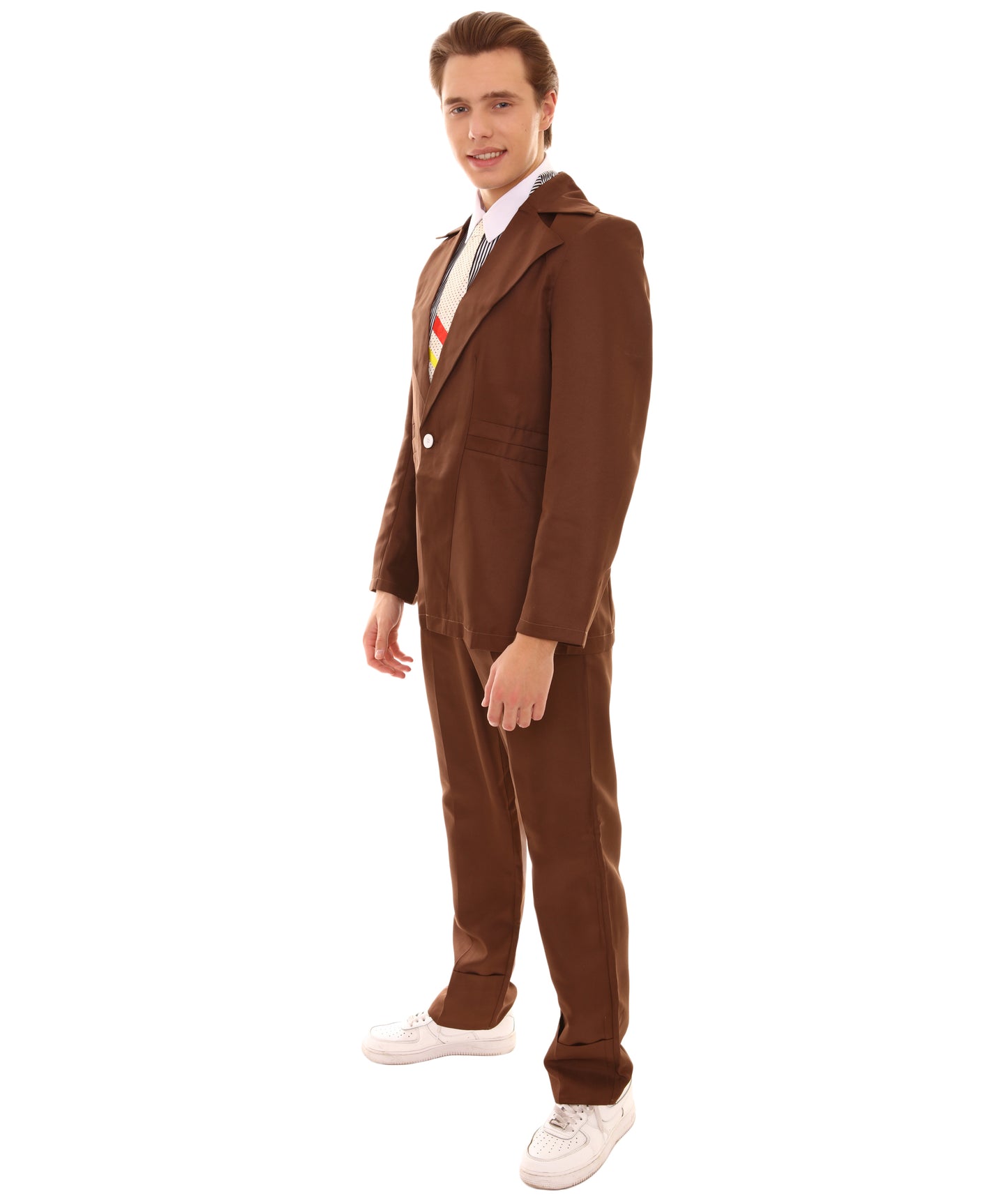 男性用 JCP-002_7 70'sロックスター スーツ コスチューム ディッキーとタイ付き プレミアム ブラウン ハロウィンコスチューム