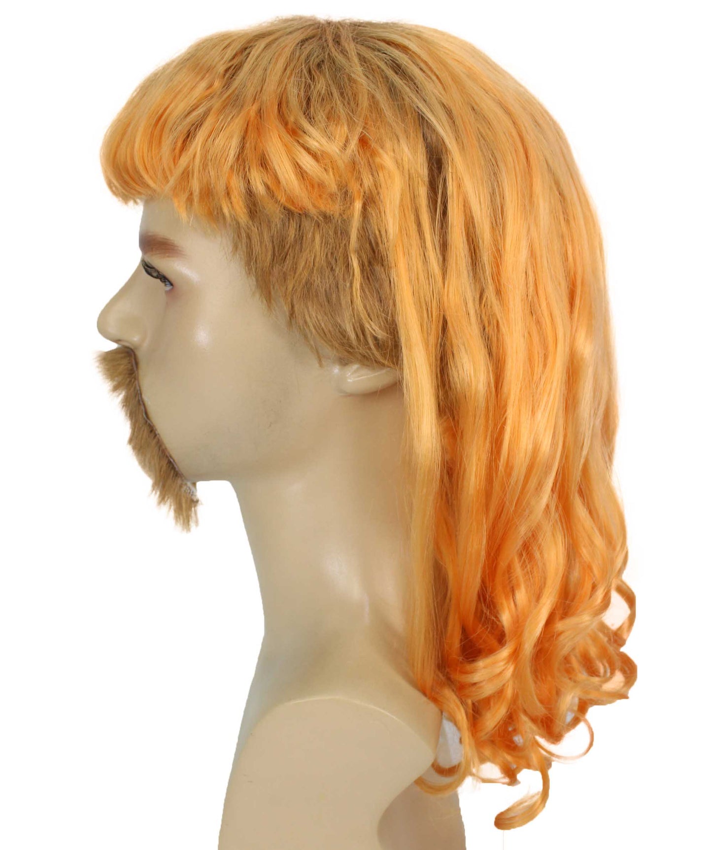 ハロウィンパーティープレミアムメンズH-5565_LGDライトゴールドマレットウィッグとヒゲセット