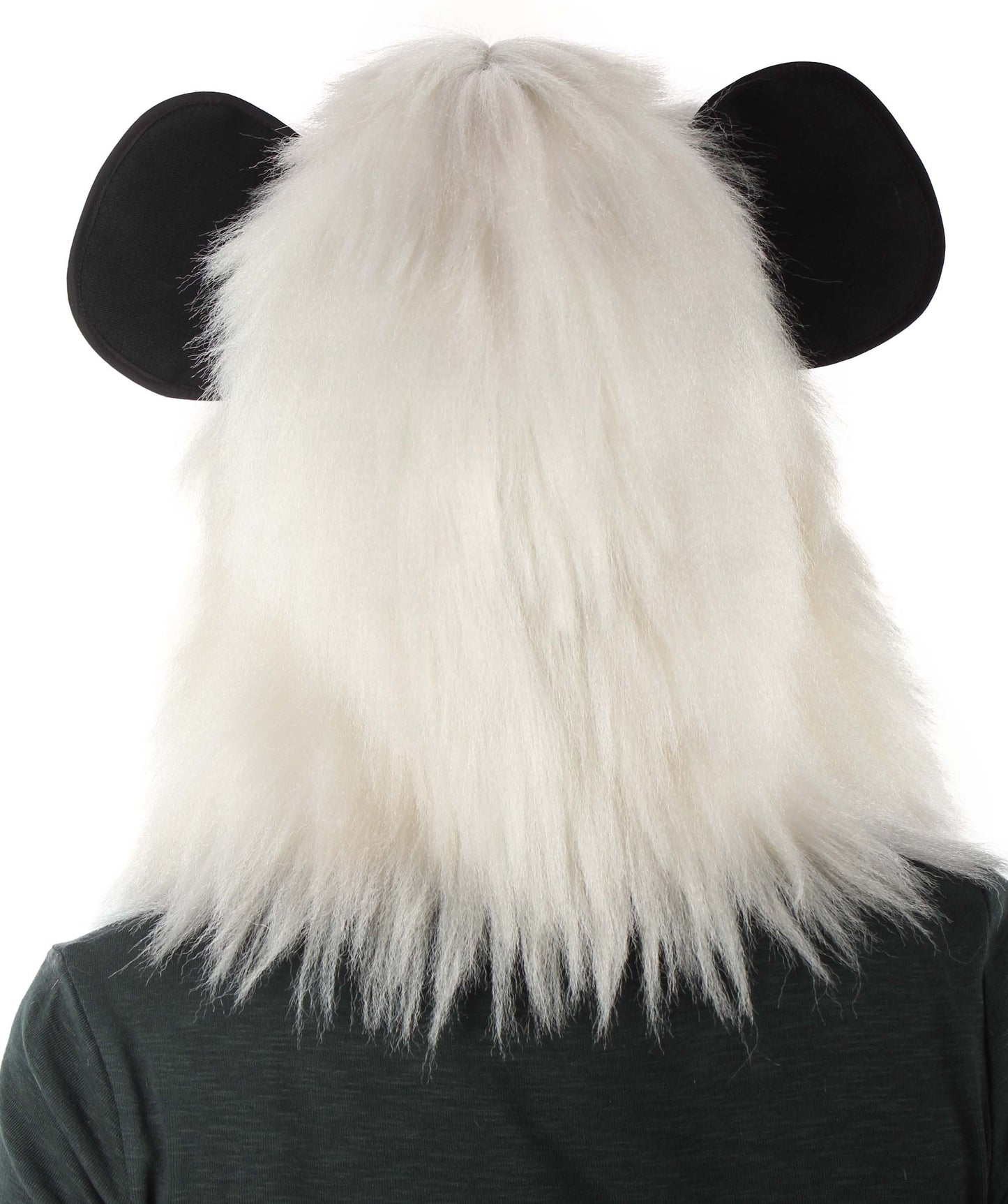 Halloween Party Premium Ladies H-5385 White and Black Panda Wig with Hoodie Synthetic Fiber Hair