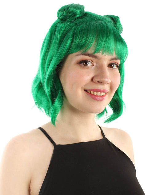 大人の女性用ショートダブルバンスペースギャラクシーウィッグ グリーン H-5376_5 女子会とグループコスチューム用ヘア