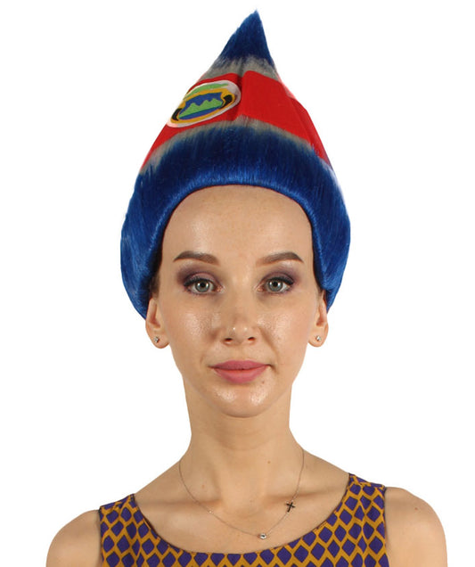 女性用コスプレウィッグ コスタリカ国旗 トロールスタイル H-4001 国の誇り プレミアム通気性キャップレスキャップ