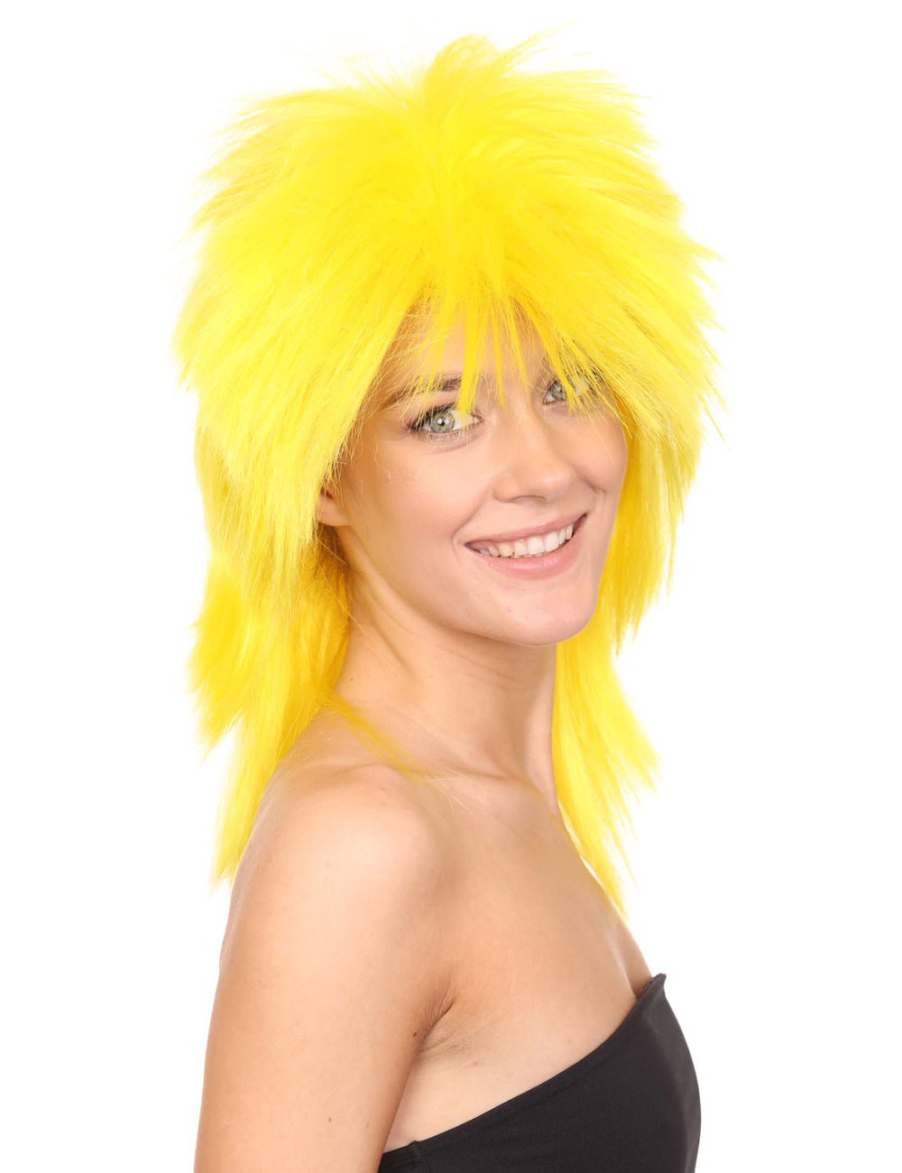 Wigs2you ハロウィン パーティー プレミアム H-1311 簡単に着用でき 快適なフィット感 80 年代女性イエロー ロッカー スタイルウィッグ