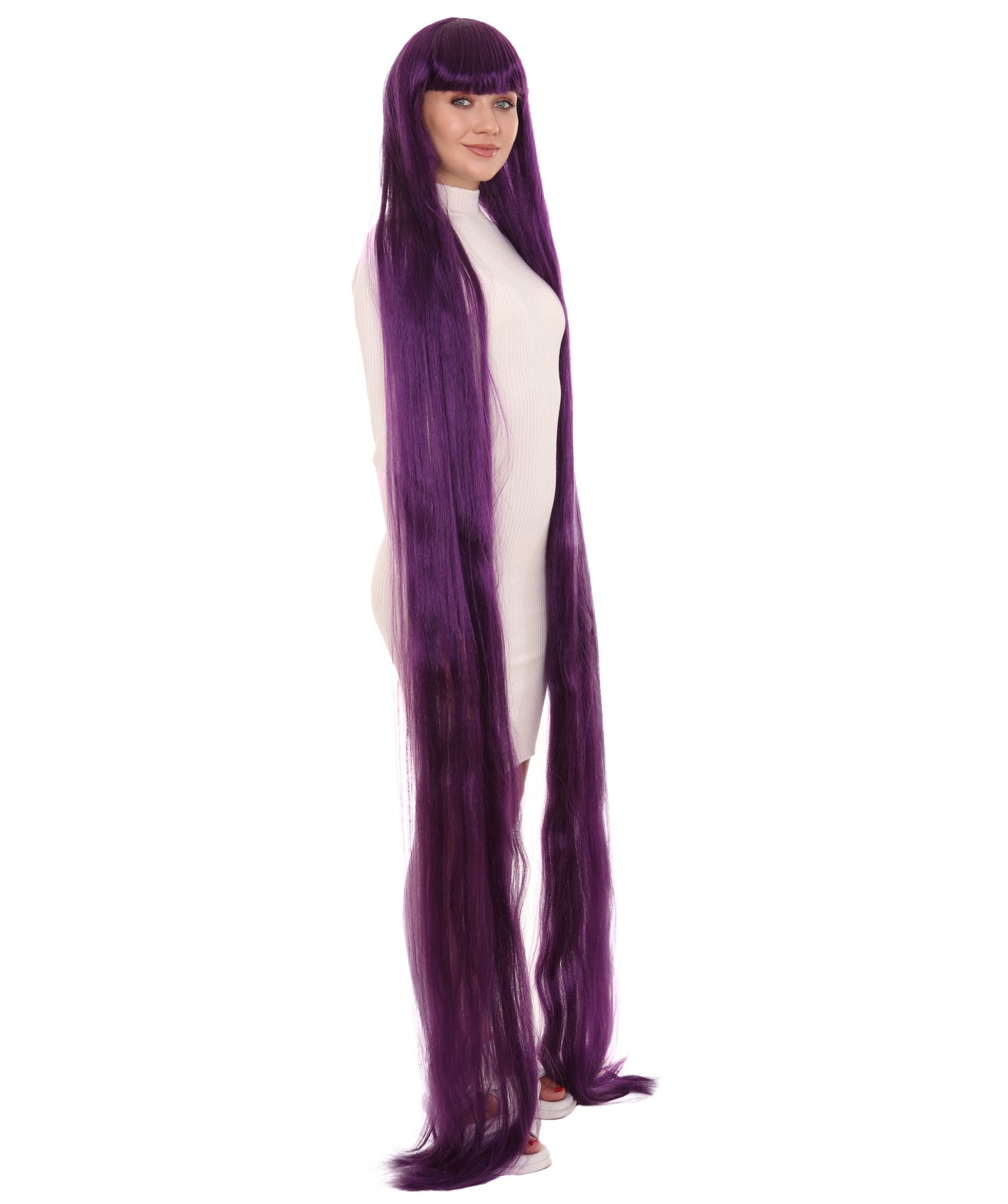 70エクストラロングバイオレット女性用ウィッグコレクション H-3263 華やかなハロウィンウィッグ プレミアム通気性のあるキャップレスキャップ