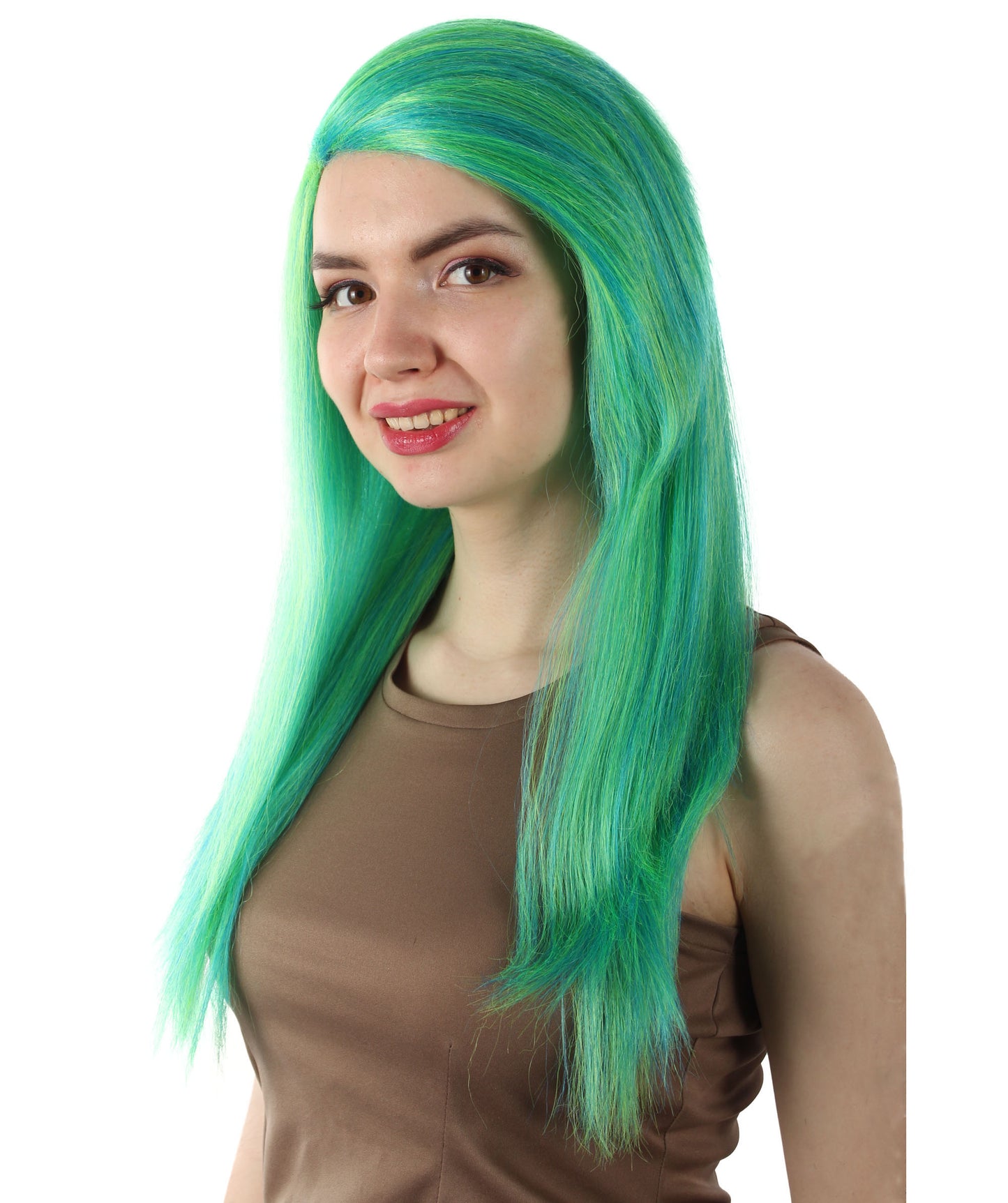 女性用ロングストレートサイドパートコスプレウィッグ グリーンオンブレ H-5220_32 ファンシースタイル プレミアムハロウィンパーティーウィッグコレクション