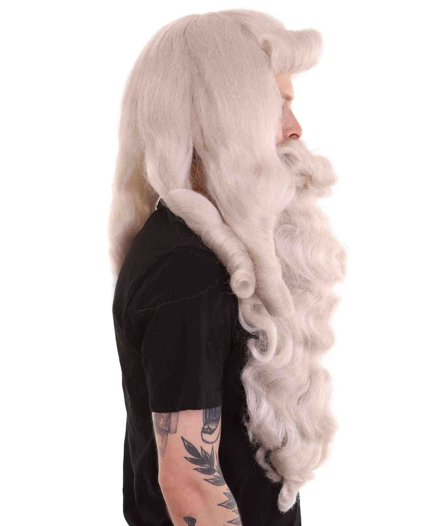 ハロウィンパーティ 男性用 H-4281 プロフェッショナルサンタウィッグ及びフルひげセット プレミアム通気性キャップレスキャップ