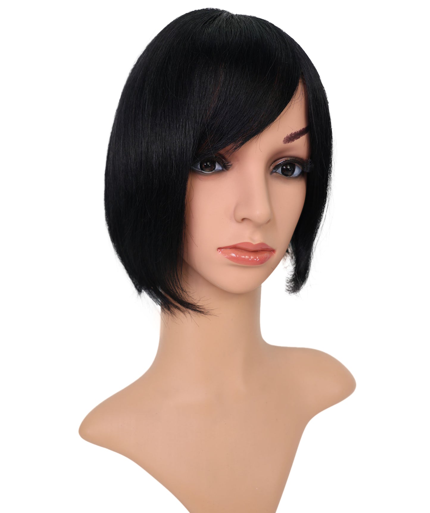 医療用ウィッグ、100%人毛、ショートボブ、ナチュラルブラック、手結びウィッグキャップ、Wigs2you HH-182 フレキシブルパーティング、通気性、自然な見た目、快適、女性用ウィッグ