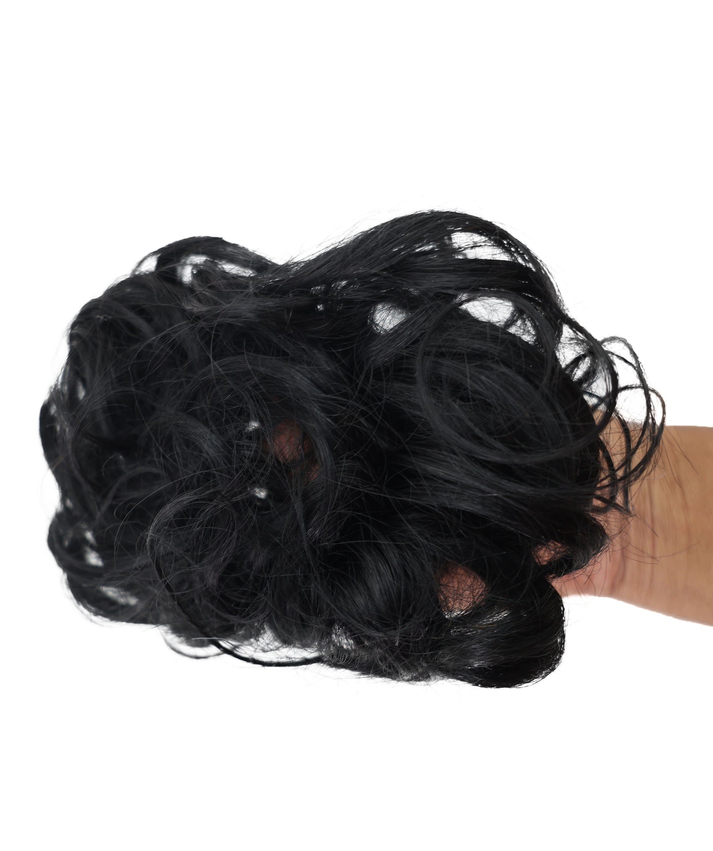 Wigs2you W-8471 レディース 人毛お団子ウィッグ カーリースタイル ナチュラルブラック ふんわりボリューム 簡単装着 ヘアピース