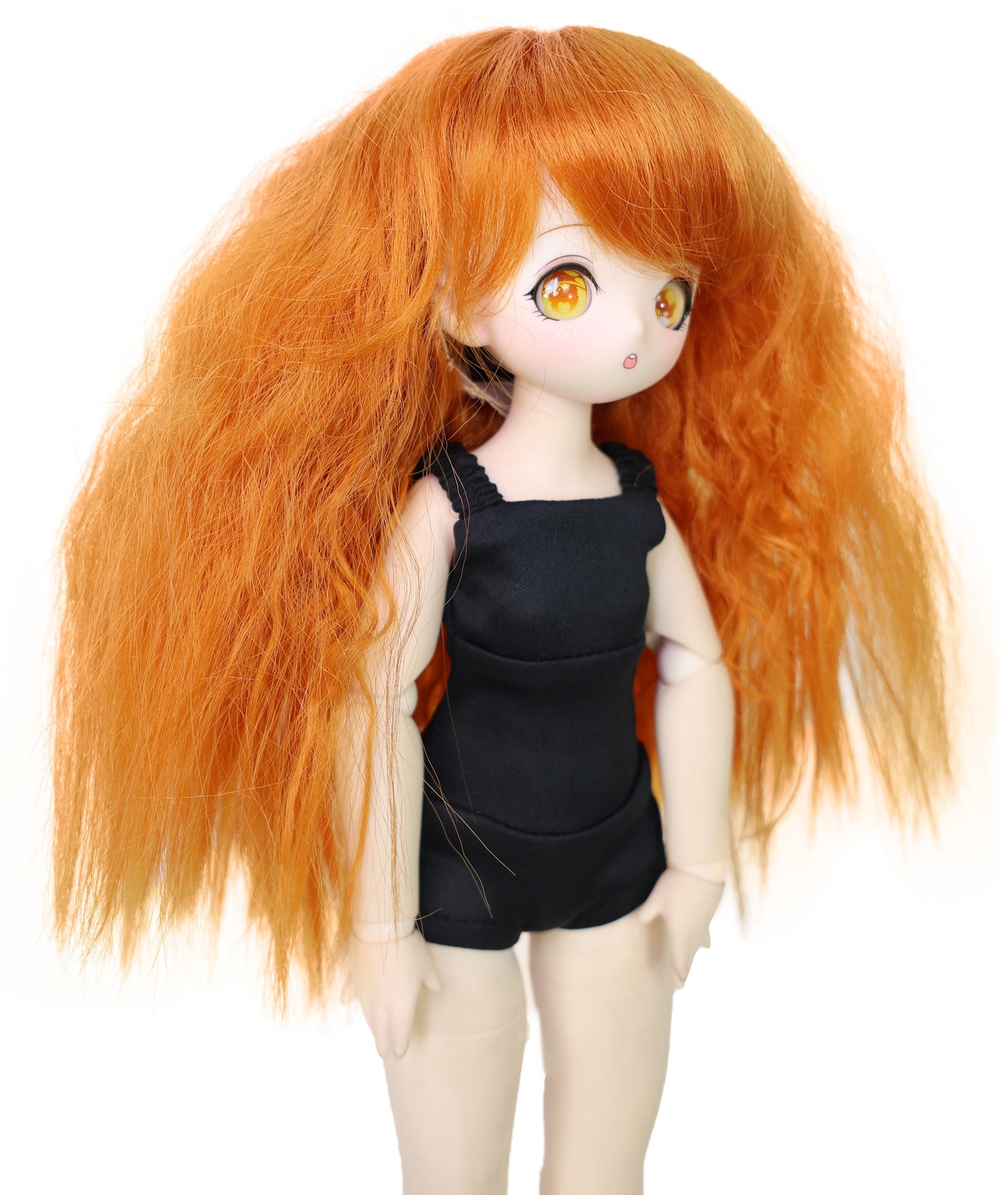 Wigs2you B-203 9インチドール用ロングウィッグ|オレンジ耐熱合成繊維使用|通常キャップ付き|ハンドメイドドール、玩具修復、ミニフィギュア、クラフトに最適|柔らかく絡まりにくい、スタイリング簡単なヘアピース