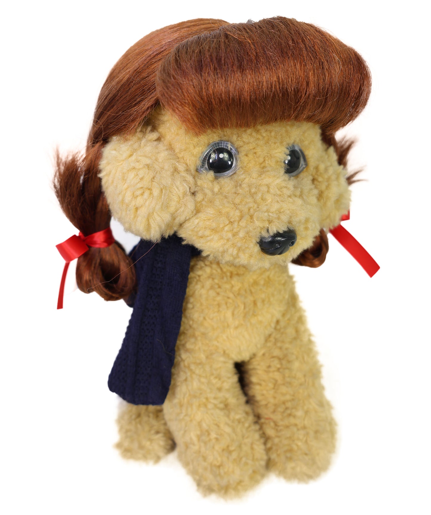 Wigs2you P-046 ペット用犬ウィッグ&ヘッドギア|赤茶色(オーバーンブラウン)のふわふわ合成繊維ウィッグ・通常キャップ付き|耐熱性ショートスタイル・小型ペット向け