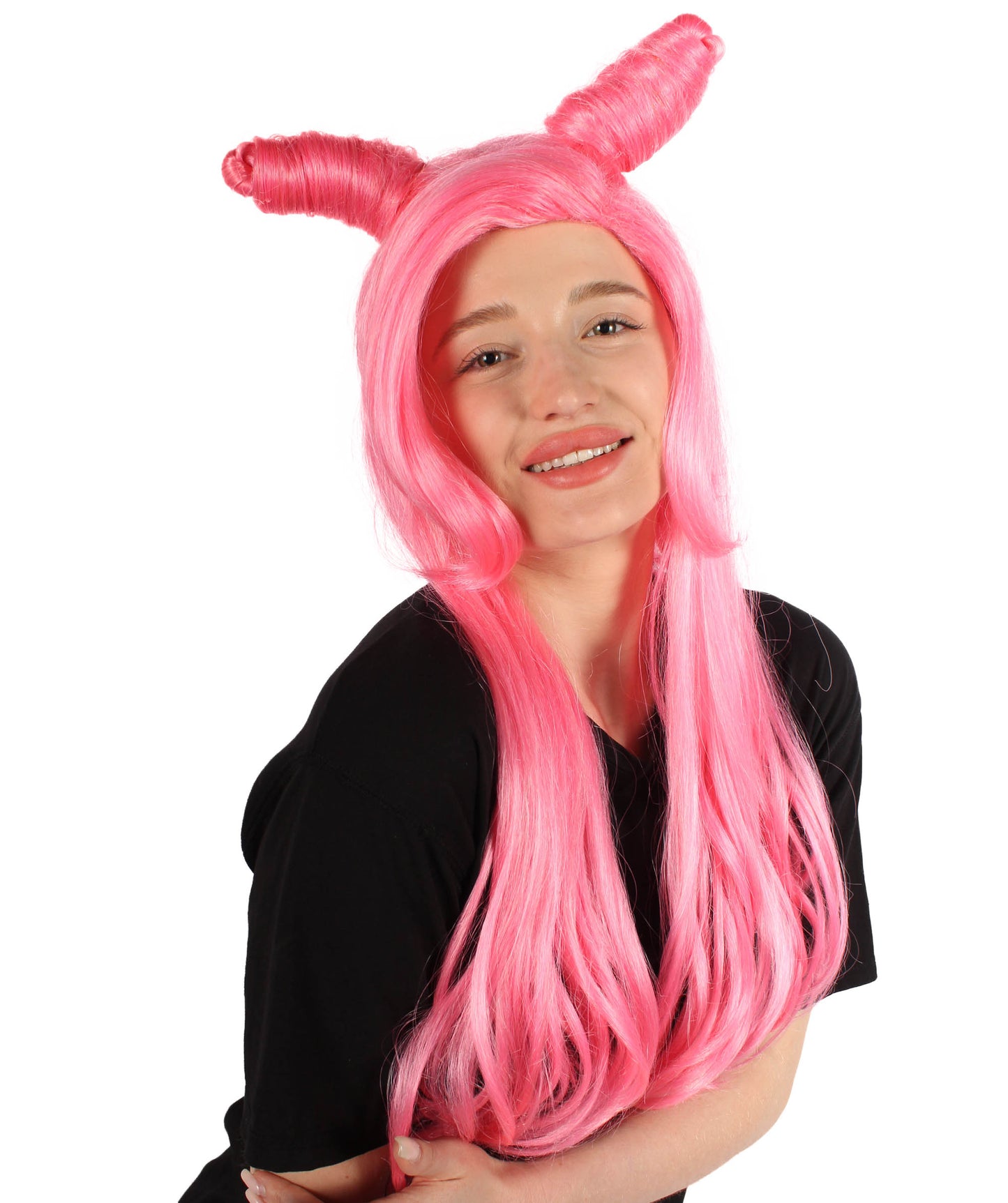 女性用 H-5857 セクシー ドラゴン レディ ピンク バン ウィッグ ハロウィンに最適 難燃性合成繊維