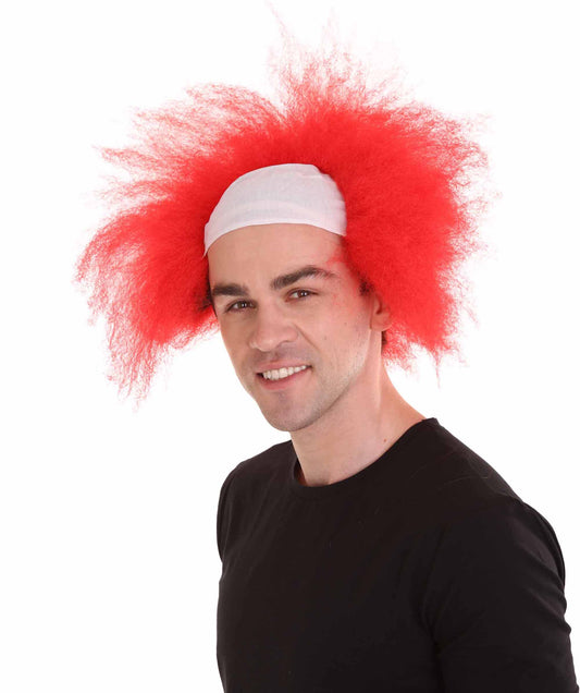 ハロウィンパーティープレミアム メンズ H-3587 怖い赤い禿げたクラウン ショート ウィッグ