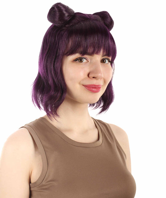 大人の女性用ショートダブルバンスペースギャラクシーウィッグ ダークパープル H-5376_9 女子会とグループコスチューム用ヘア