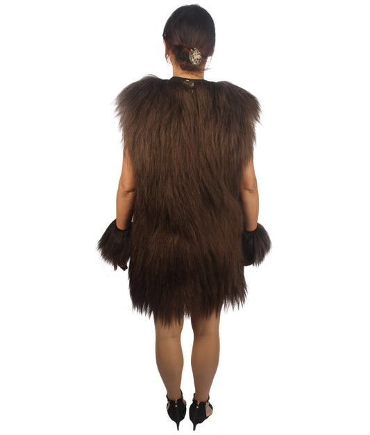 女性 JCP-213_3 の毛むくじゃらの戦士エイプ軍事リーダー抵抗戦闘機ダークブラウンコスプレコスチューム