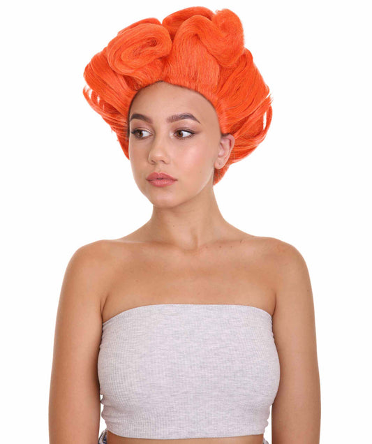 ハロウィンパーティプレミアム H-5237 女性用 短めのオレンジストレートでアップスタイルのウィッグ オレンジ