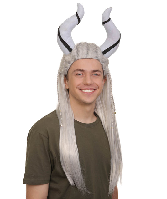 メンズ H-6042 おとぎ話のファンタジー映画の人型の翼の妖精ウィッグ、角が付いている、ハロウィンに最適、難燃性合成繊維