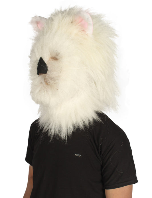 ハロウィンパーティ プレミアムメンズ H-5548 ホワイト スパイクファーキャット コスプレウィッグ & マスク 合成繊維の髪