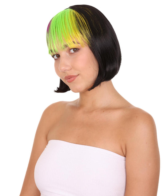 マルディグラ ボブ レディースウィッグ H-2814 マルチカラー ラグジュアリースタイル ハロウィンパーティ プレミアムウィッグ