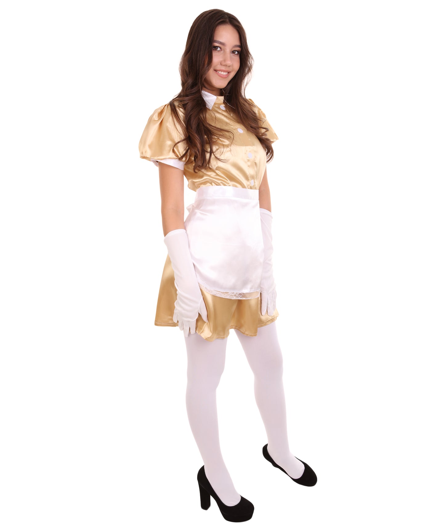 大人用女性の JCO-328_6 フレンチエプロンメイド制服 ゴールド コスプレコスチューム