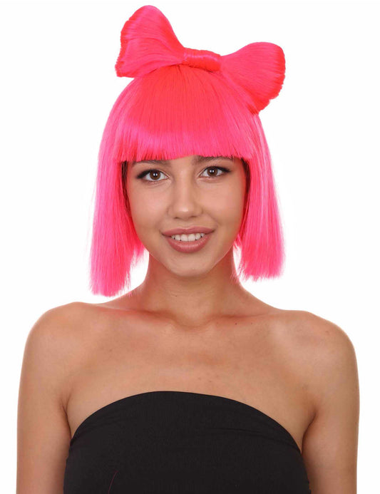 Wigs2you ハロウィン パーティー プレミアム レディース H-1656 簡単に着用でき 非常に快適なネオンピンクの蝶ウィッグ