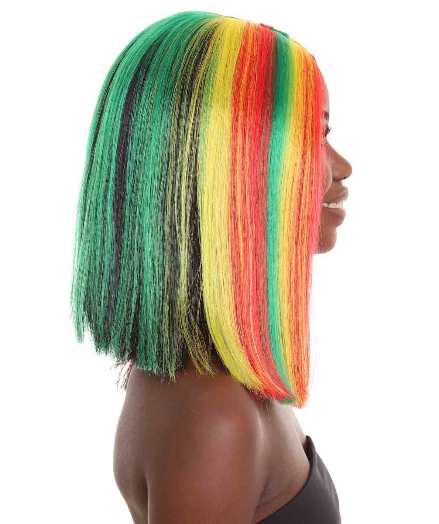 ハロウィンパーティープレミアム H-5249 女性用ショルダーレングスセレブリティガーナプライドウィッグ マルチカラー