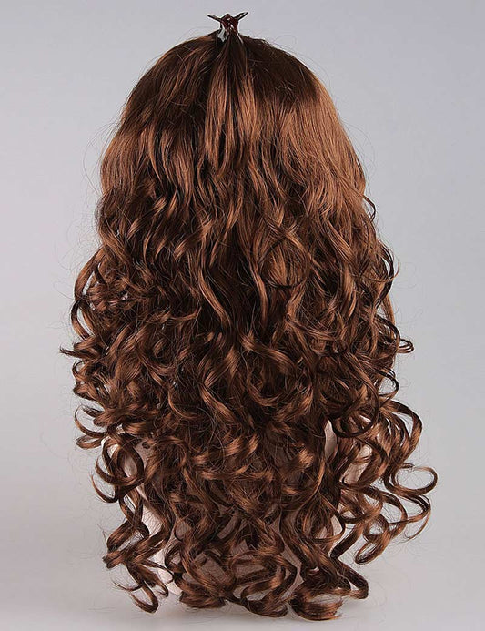 レディースエンジェルブラウンウィッグ | ロングカーリーグラマーコスプレハロウィンウィッグ| プレミアム通気性キャップレスキャップ H-402