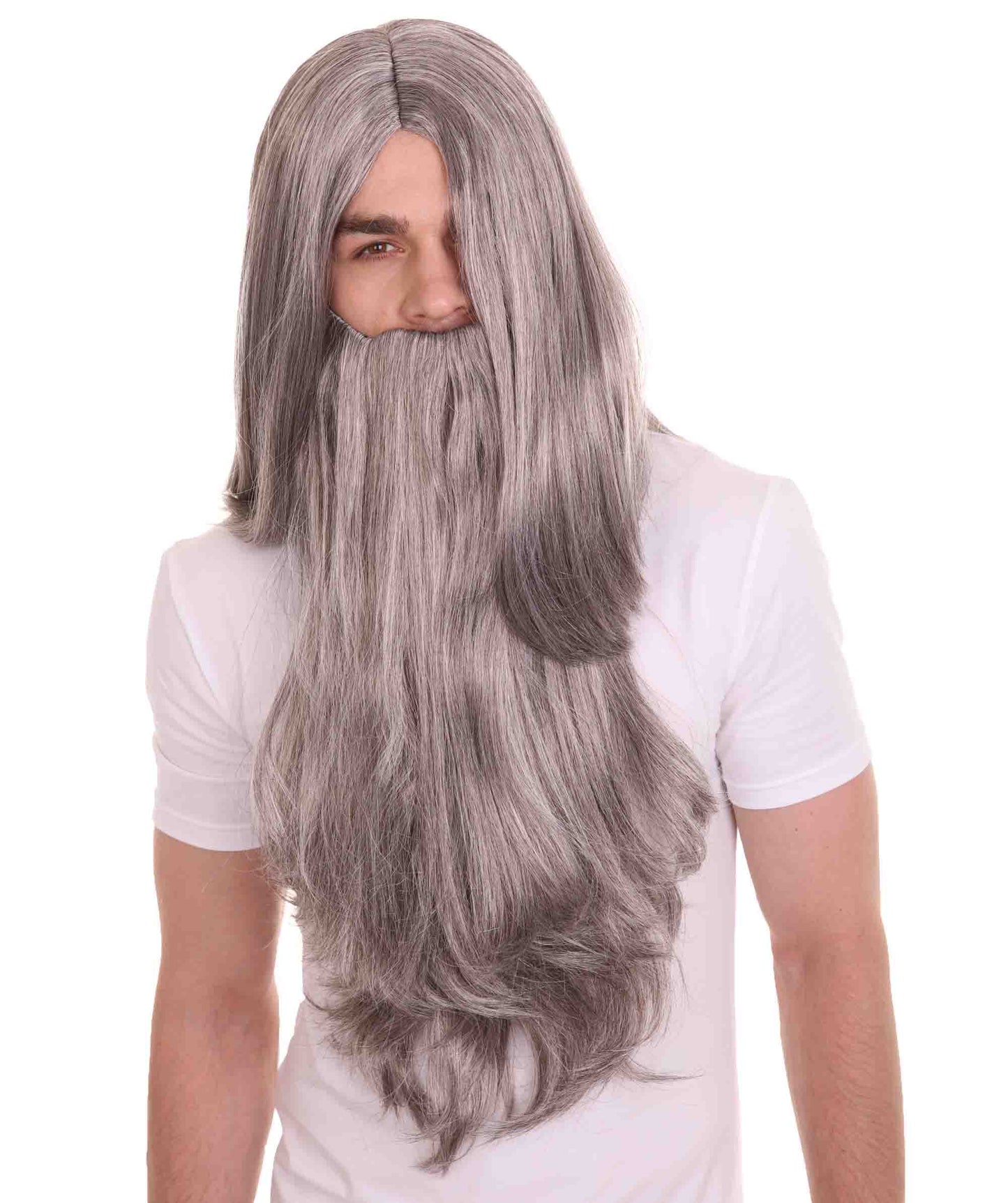 ハロウィンパーティ プレミアム 男性用 H-4402 ロングウィザードウィッグとひげセット