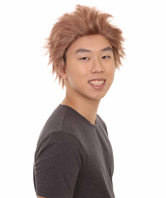 ハロウィンパーティー プレミアム 男性用 H-2502 ブラウン ショート ウィッグ