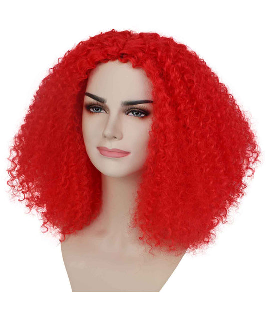 女性用ショルダーレングスカーリーウィッチウィッグ 赤 H-5374_1 合成繊維ヘア ハロウィンパーティーウィッグコレクション