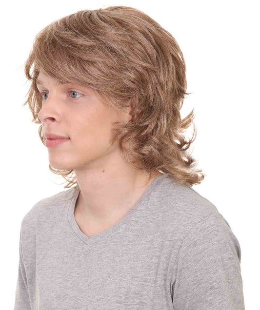 Wigs2you ハロウィンパーティ プレミアムメンズ H-2114 とても快適 80年代 ブラウンカールウィッグ