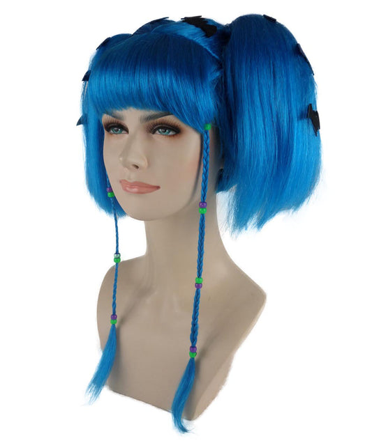 Wigs2you ハロウィンパーティープレミアム レディース H-706 バットエンジェルウィッグ ネオンブルー色