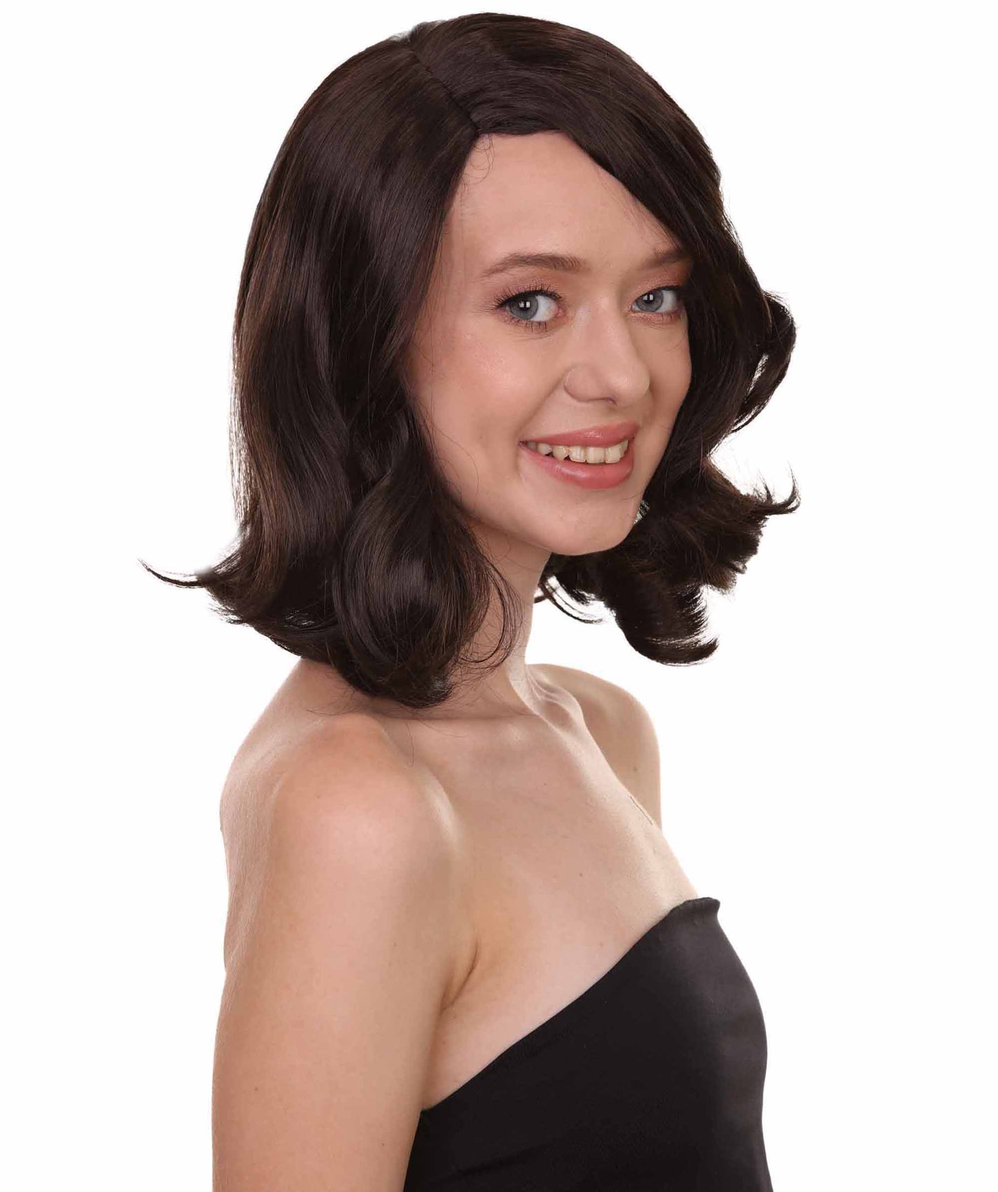 Wigs2you ハロウィン パーティー プレミアム 簡単に着用できる H-1148 とても快適なダークブラウン カーリー レディ ウィッグ