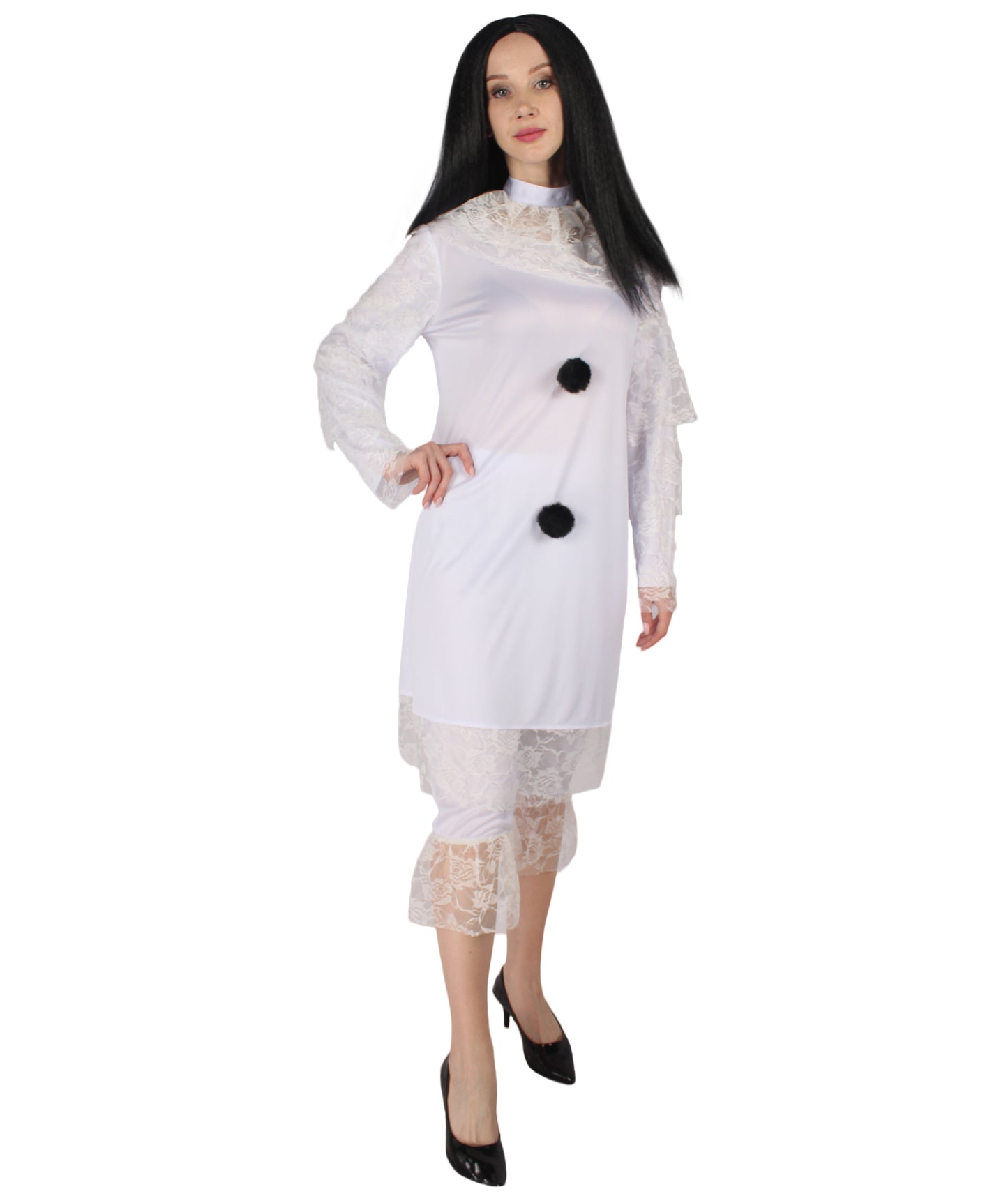 女性用 JCO-379 ホラーとゴシック クラウンコスチューム シルバー ハロウィンコスチューム