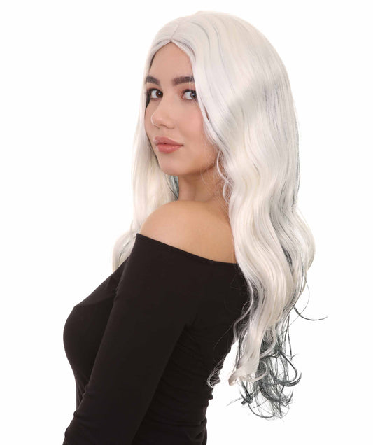 Wigs2youハロウィンパーティープレミアムレディースH-1938 着けやすい 非常に快適 白と黒のロングウィッグ