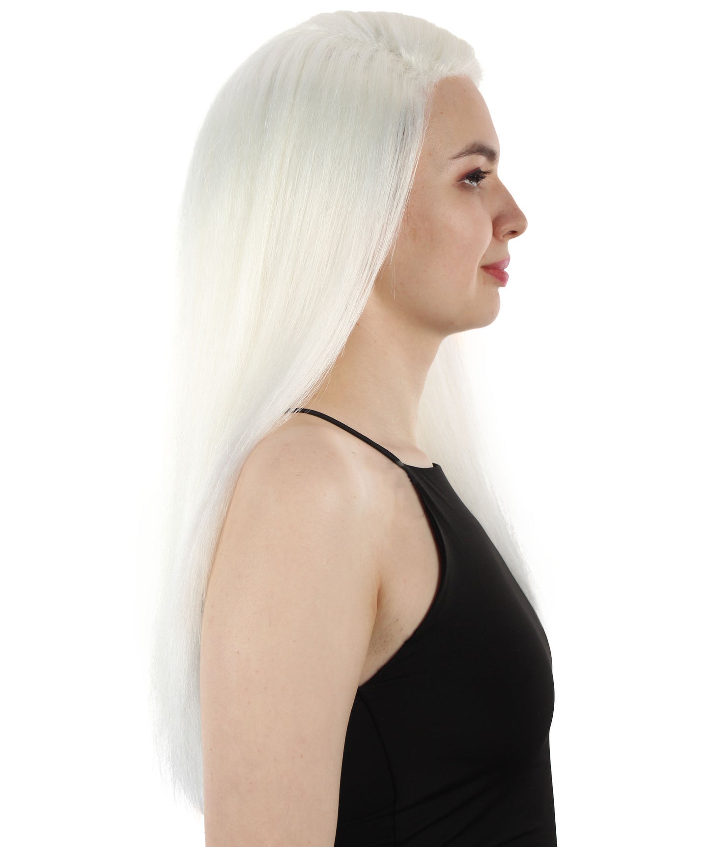 女性用ロングストレートサイドパートコスプレウィッグ ホワイト H-5220_19 ファンシースタイル プレミアムハロウィンパーティーウィッグコレクション